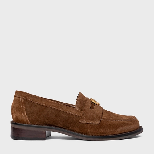 Loafer Coin Couro Suede Marrom Brownie