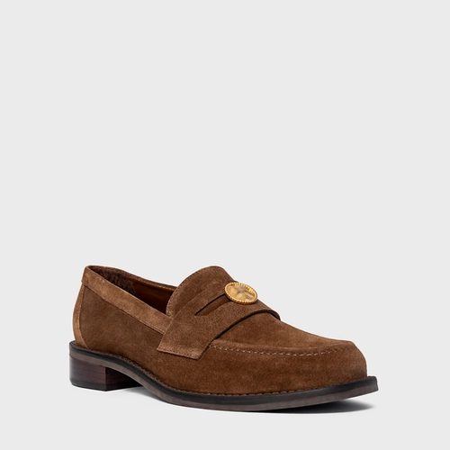 Loafer Coin Couro Suede Marrom Brownie