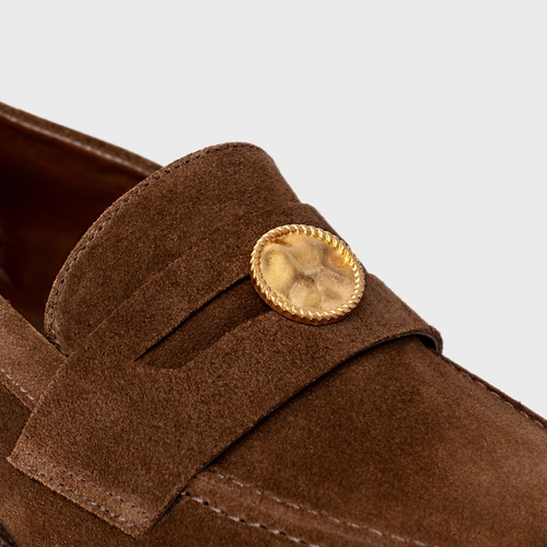 Loafer Coin Couro Suede Marrom Brownie