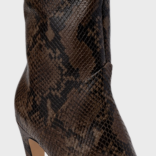 Bota Bico Alongado Cano Alto Couro Snake Animal Print Fendi