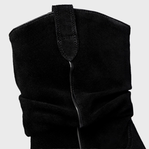 Bota Western Slouchy Couro Suede Preto