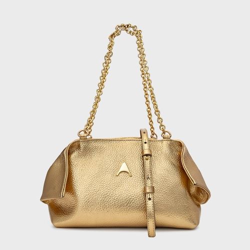 Bolsa Tiffany Média Couro Metalizado Dourado