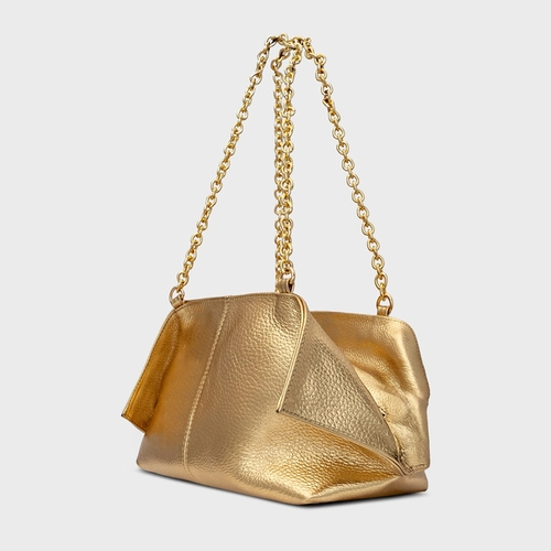 Bolsa Tiffany Média Couro Metalizado Dourado