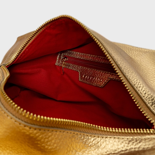 Bolsa Tiffany Média Couro Metalizado Dourado