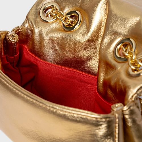 Bolsa Tiracolo Awake Pequena Couro Metalizado Dourado