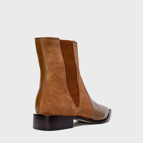 Bota Western Basic Elástico Couro Suede Marrom Saddle