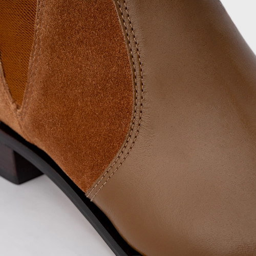 Bota Western Basic Elástico Couro Suede Marrom Saddle