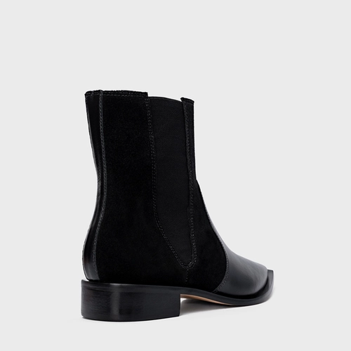 Bota Western Basic Elástico Couro Suede Preto