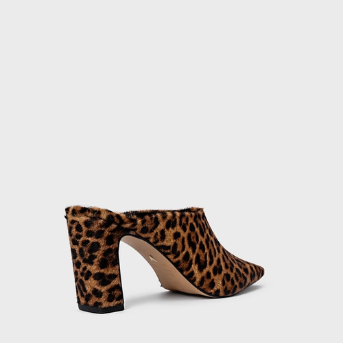 Mule Essential Salto Bloco Pelo Animal Print Honey