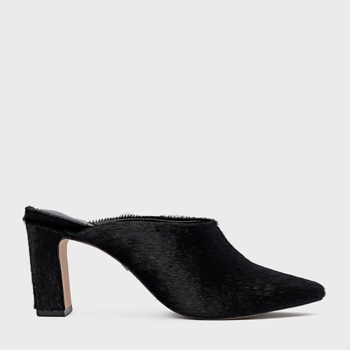 Mule Essential Salto Bloco Pelo Preto