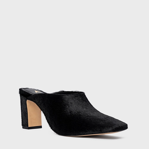 Mule Essential Salto Bloco Pelo Preto