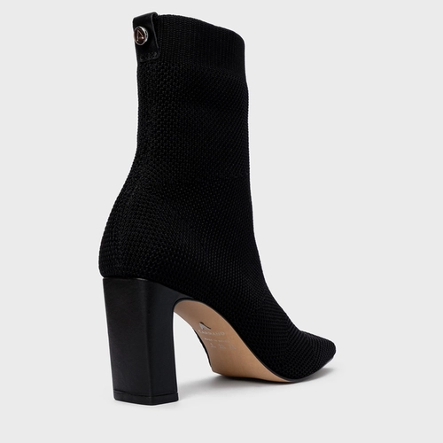 Bota Essential Salto Bloco Knit Preto