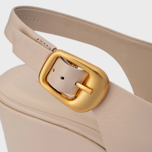 Sandália Bold Maxi Anabela Couro Off White Cotton