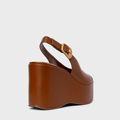 Sandália Bold Maxi Anabela Couro Marrom Ferrugem