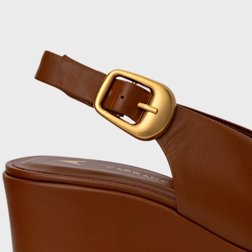 Sandália Bold Maxi Anabela Couro Marrom Ferrugem