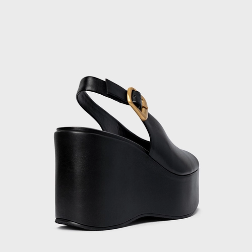 Sandália Bold Maxi Anabela Couro Preto