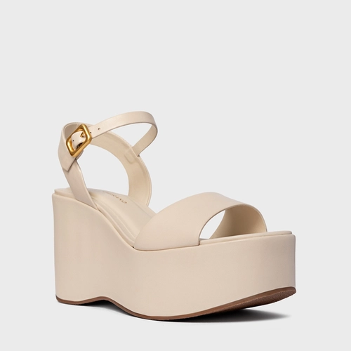 Sandália Maxi Anabela Couro Off White Cotton