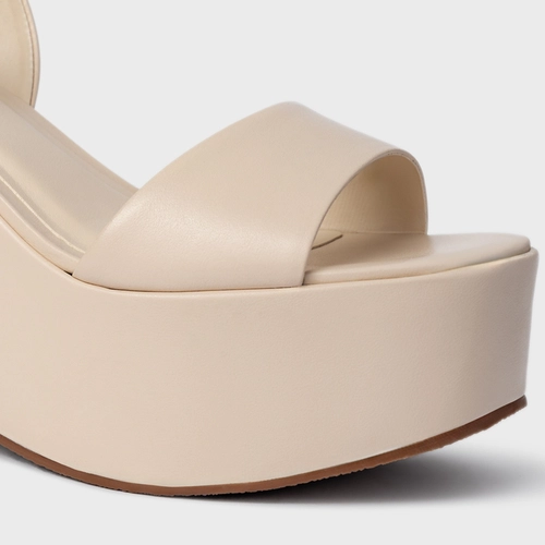 Sandália Maxi Anabela Couro Off White Cotton