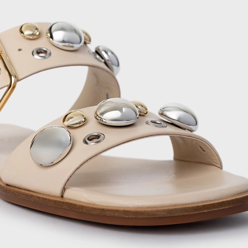 Flat Mixed Balls Couro Off White Cotton