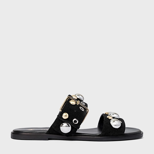 Flat Mixed Balls Couro Suede Preto