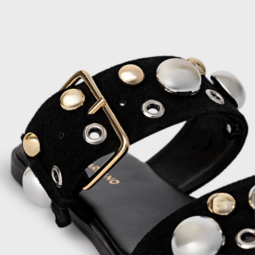 Flat Mixed Balls Couro Suede Preto