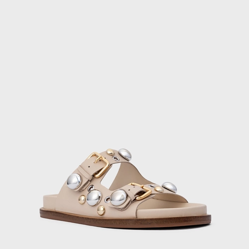 Flat Papete Mixed Balls Couro Off White Cotton