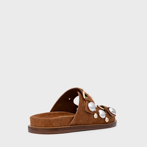 Flat Papete Mixed Balls Couro Suede Marrom Saddle