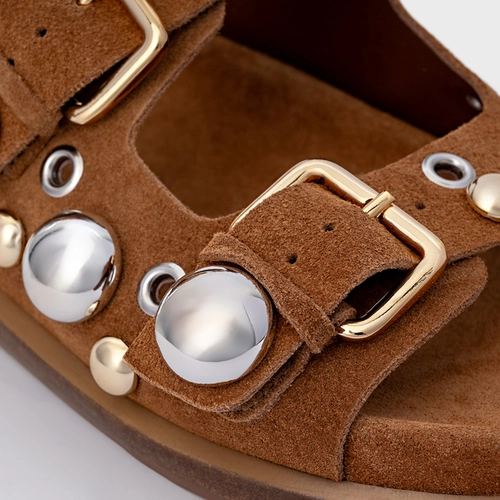 Flat Papete Mixed Balls Couro Suede Marrom Saddle