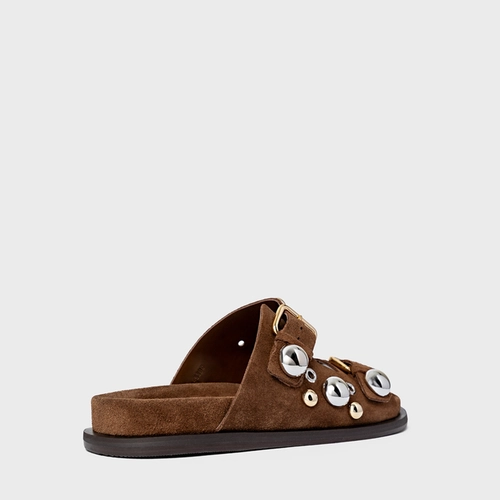 Flat Papete Mixed Balls Couro Suede Marrom Brownie