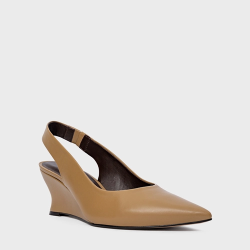 Scarpin Anabela Slim Couro Bege Almond