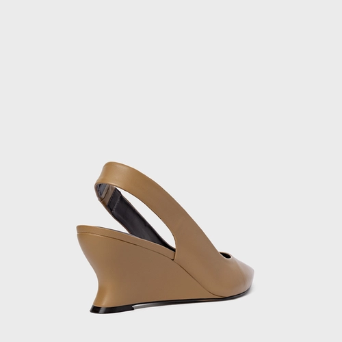 Scarpin Anabela Slim Couro Bege Almond