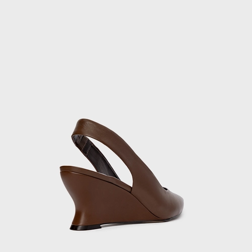 Scarpin Anabela Slim Couro Marrom Brownie