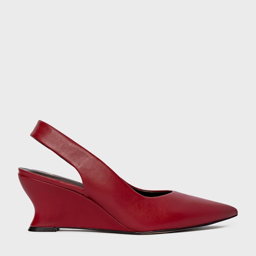 Scarpin Anabela Slim Couro Vermelho Malbec