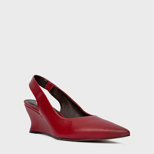 Scarpin Anabela Slim Couro Vermelho Malbec