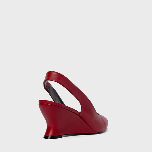 Scarpin Anabela Slim Couro Vermelho Malbec