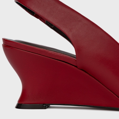 Scarpin Anabela Slim Couro Vermelho Malbec