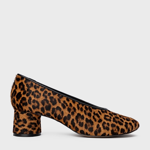 Scarpin Salto Oval Pelo Animal Print Honey