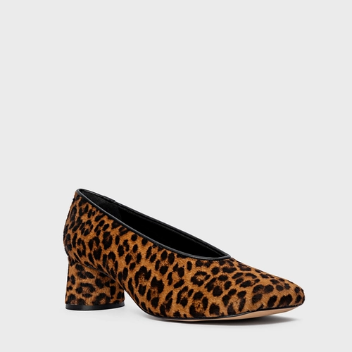 Scarpin Salto Oval Pelo Animal Print Honey