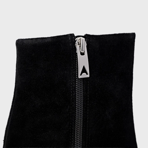 Bota Salto Oval Couro Suede Preto