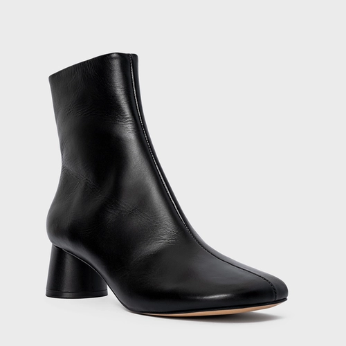 Bota Salto Oval Couro Preto