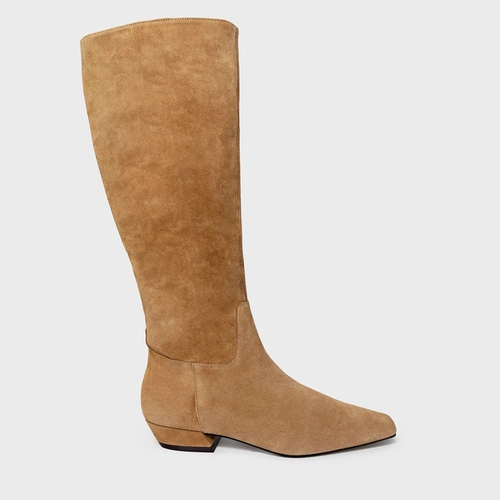 Bota Timeless Cano Alto Couro Suede Bege Almond