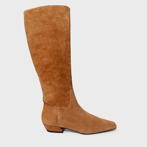 Bota Timeless Cano Alto Couro Suede Marrom Saddle