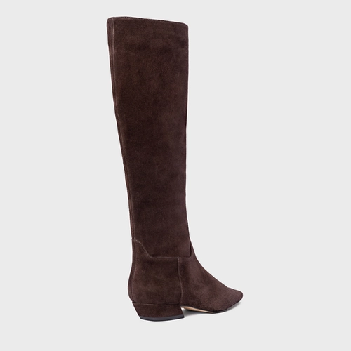 Bota Timeless Cano Alto Couro Suede Marrom Ganache