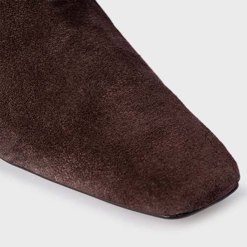 Bota Timeless Cano Alto Couro Suede Marrom Ganache