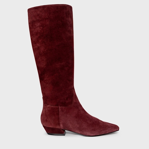 Bota Timeless Cano Alto Couro Suede Vinho Mahogany
