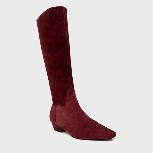 Bota Timeless Cano Alto Couro Suede Vinho Mahogany