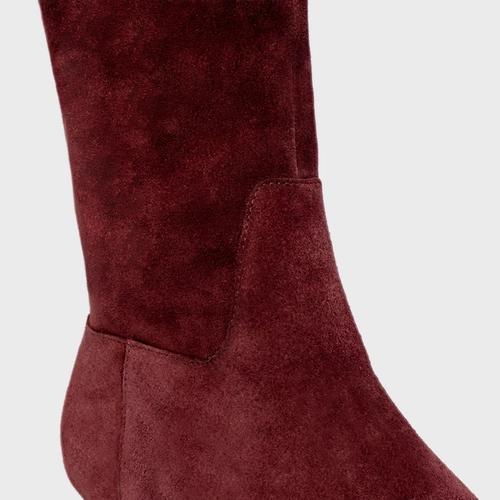 Bota Timeless Cano Alto Couro Suede Vinho Mahogany