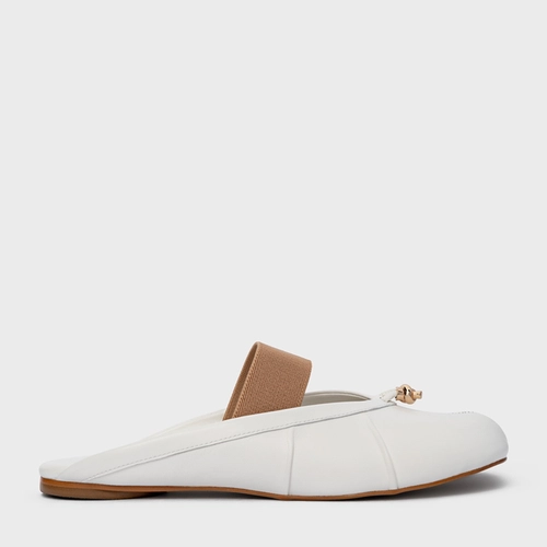Mule Flat Tabi Couro Branco