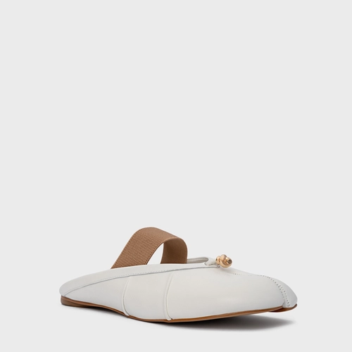 Mule Flat Tabi Couro Branco