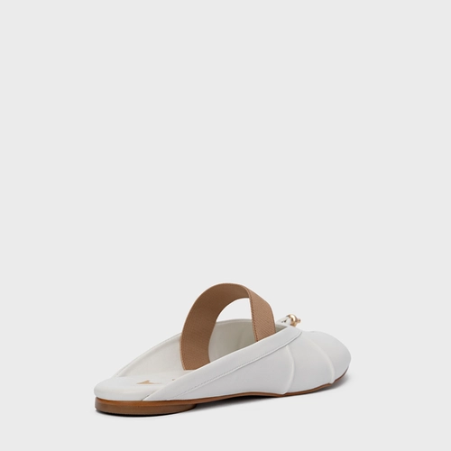 Mule Flat Tabi Couro Branco